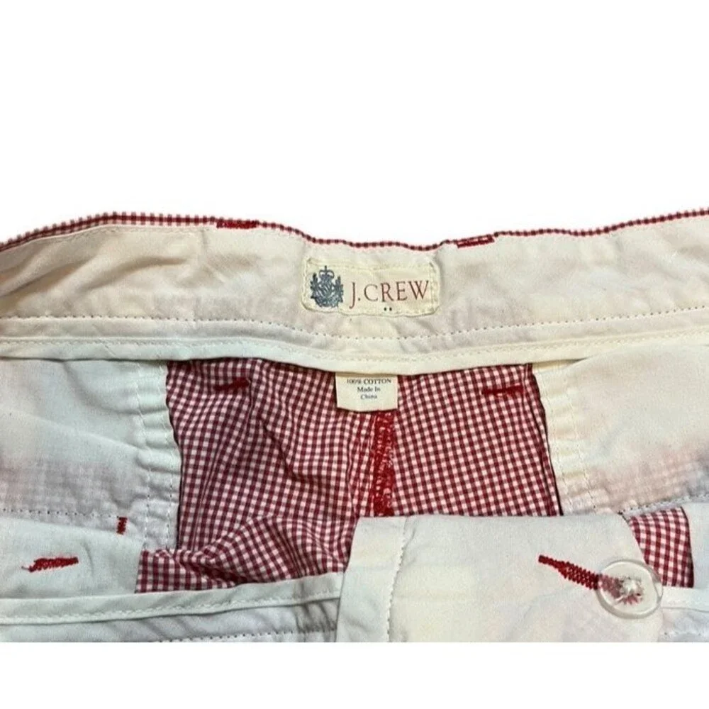 J. Crew Shorts Men's Size 34 Red White Gingham Plaid Check Flat Front Chino